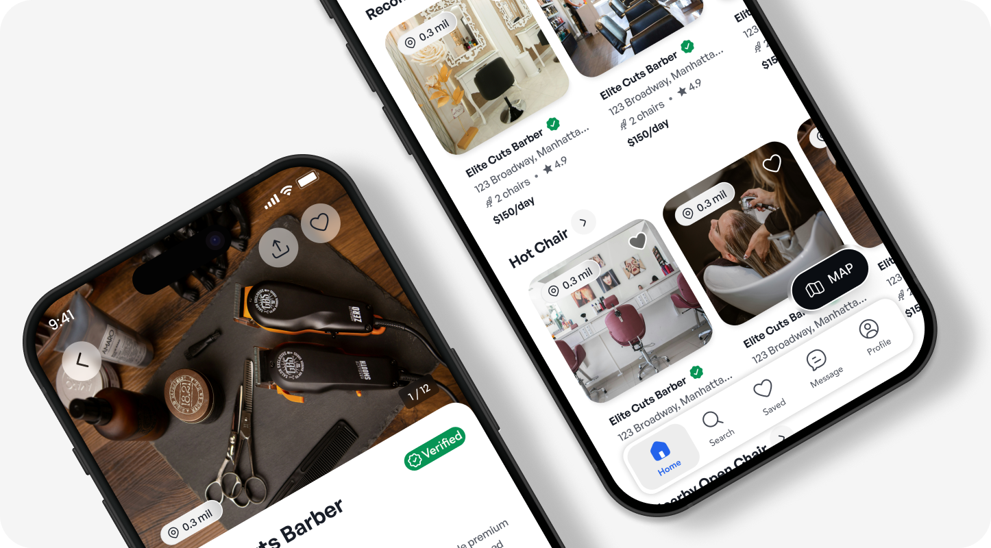 Chair rentals app screenshot